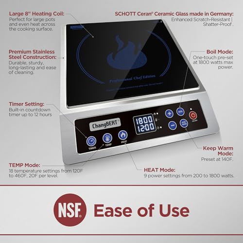 1800W Commercial Induction Cooktop Burner