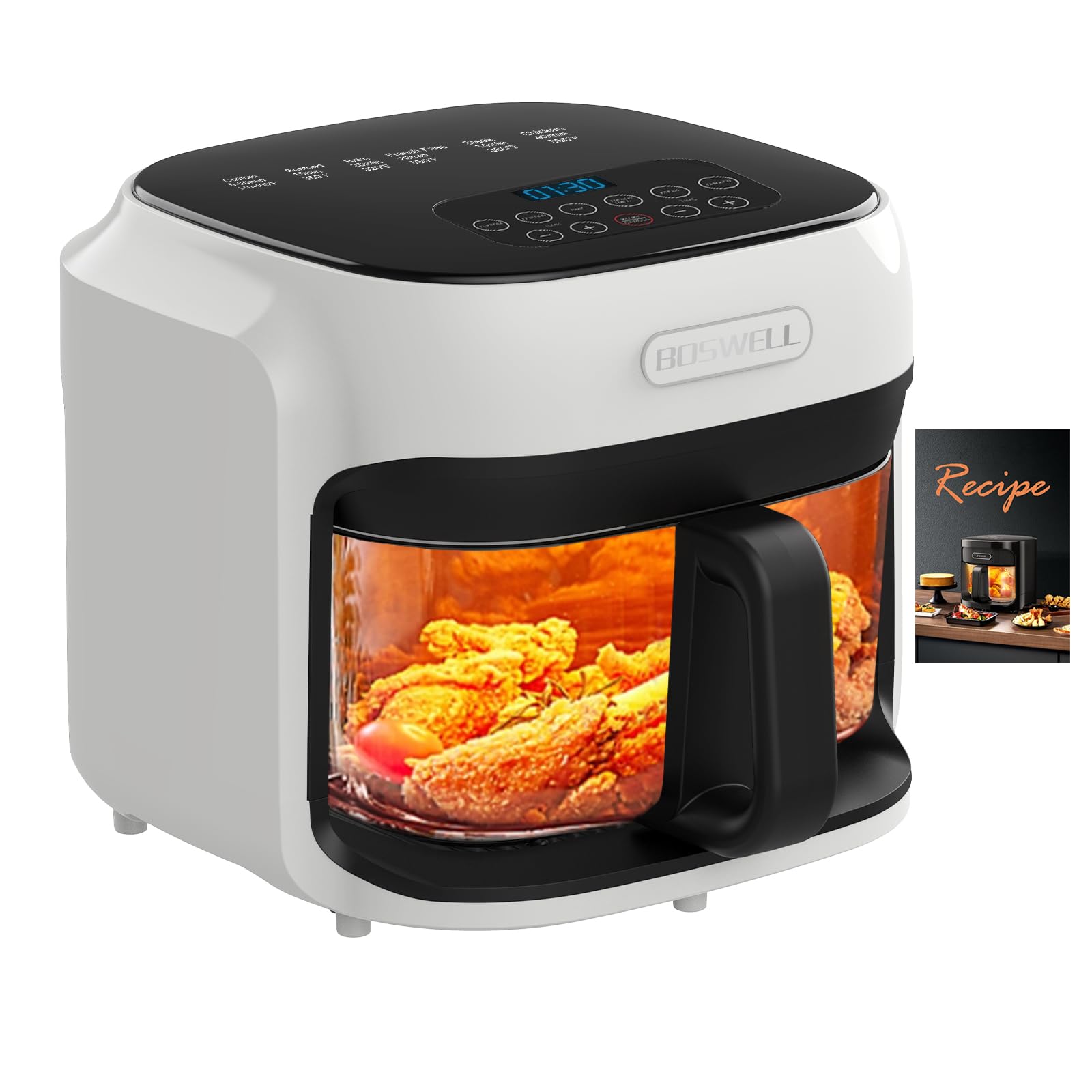 Glass Air Fryer with Transparent Bowl