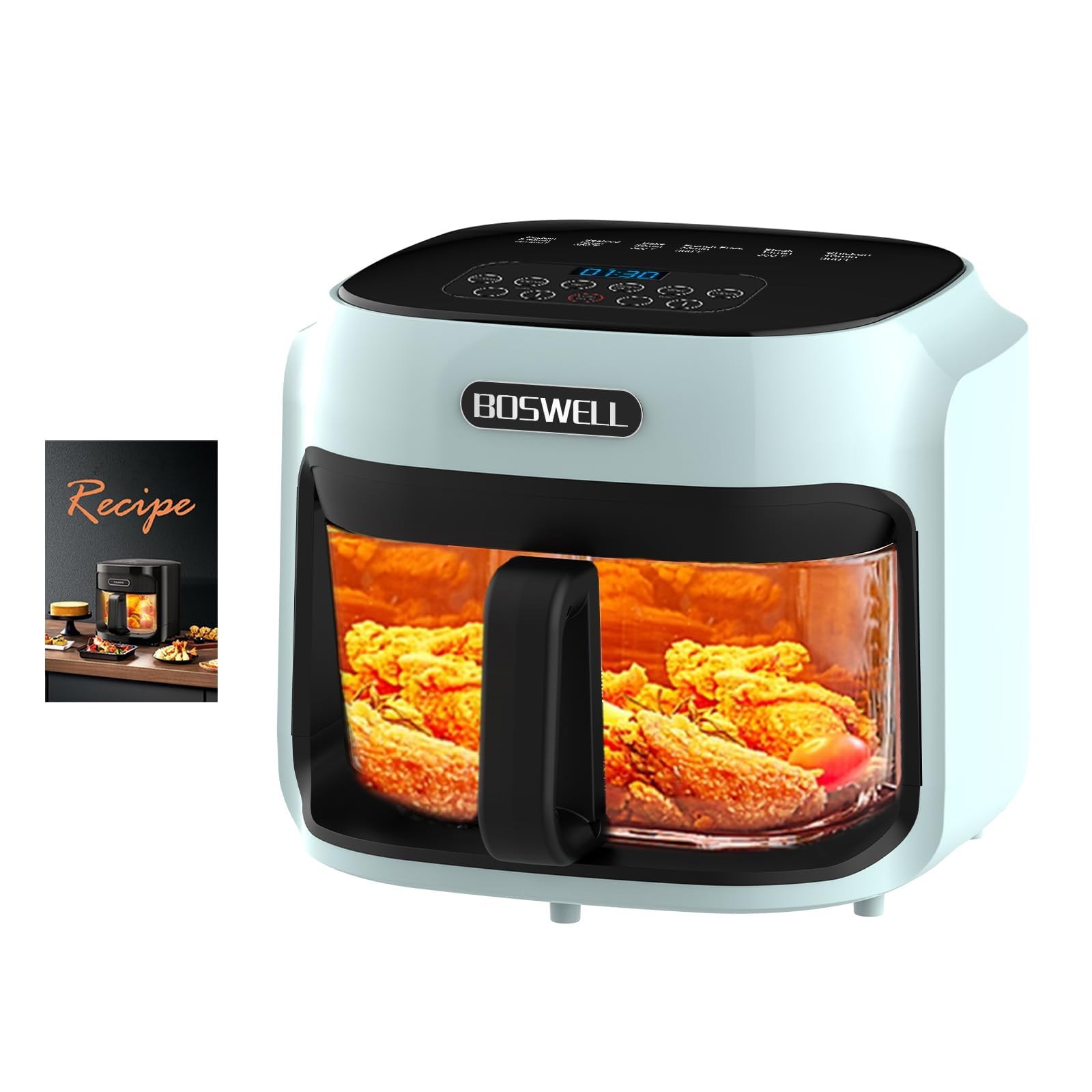 Glass Air Fryer with Transparent Bowl