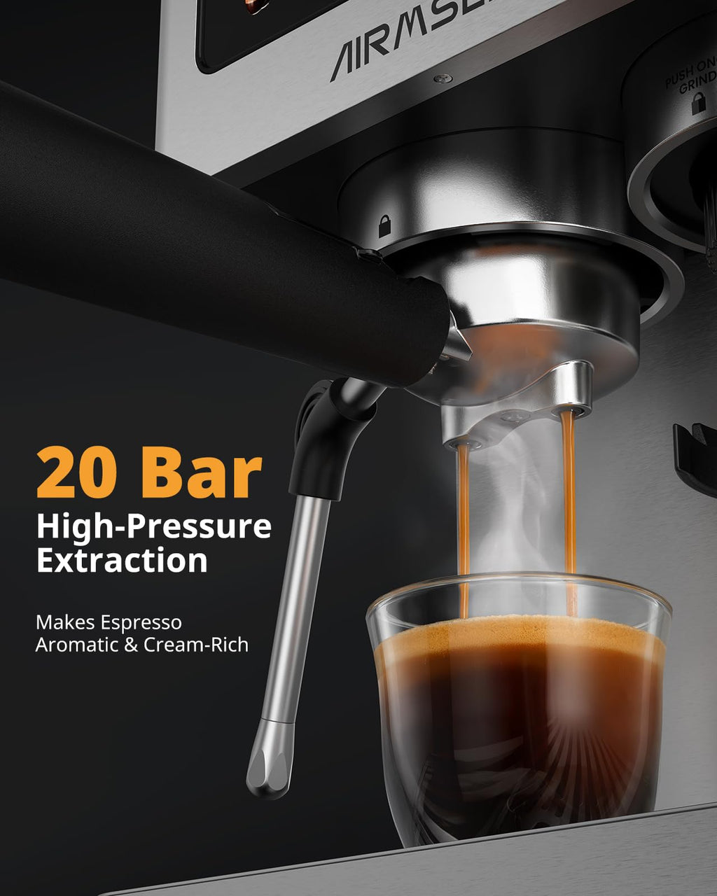 20 Bar Espresso Machine with Burr Grinder & Milk Frother
