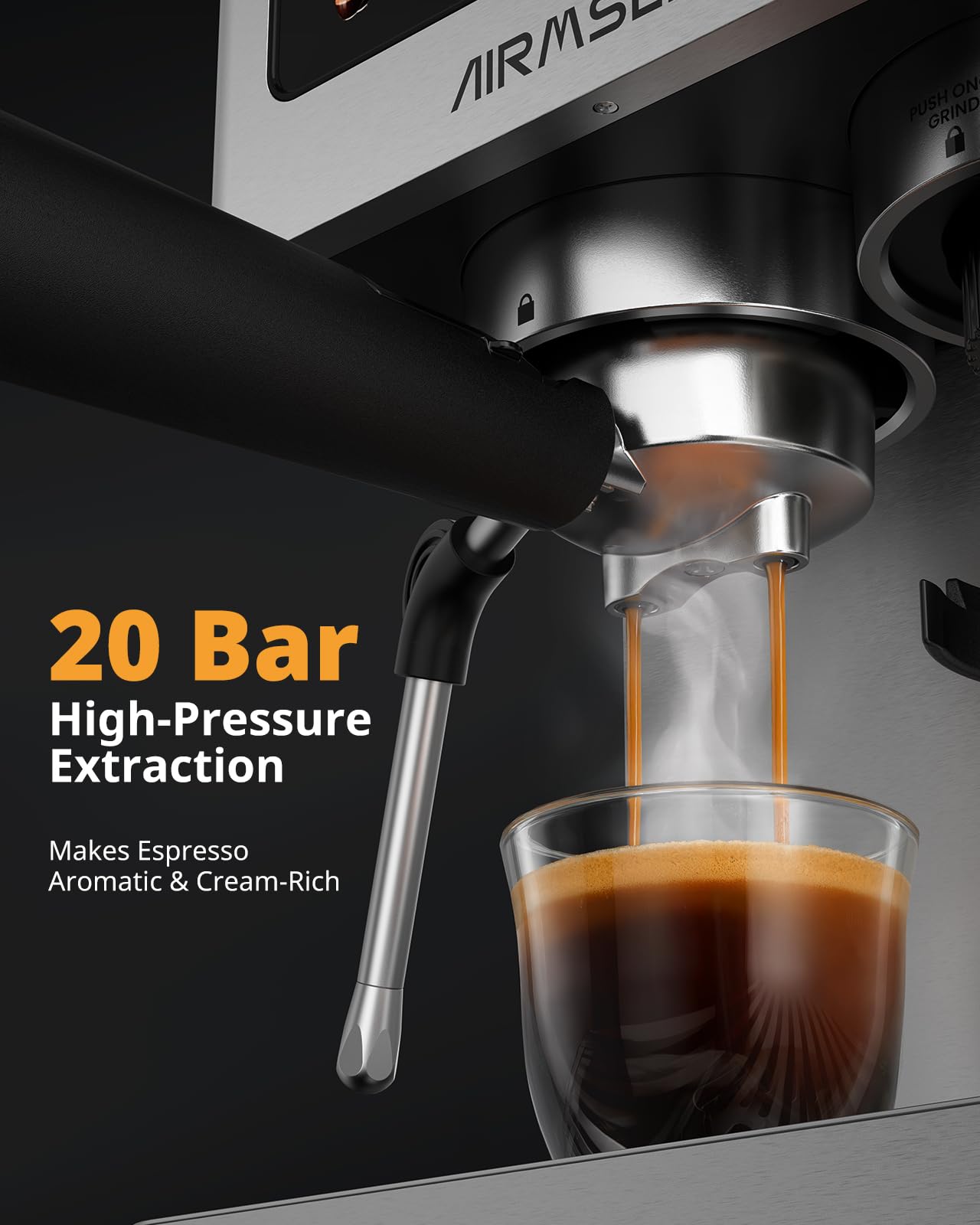 20 Bar Espresso Machine with Burr Grinder & Milk Frother