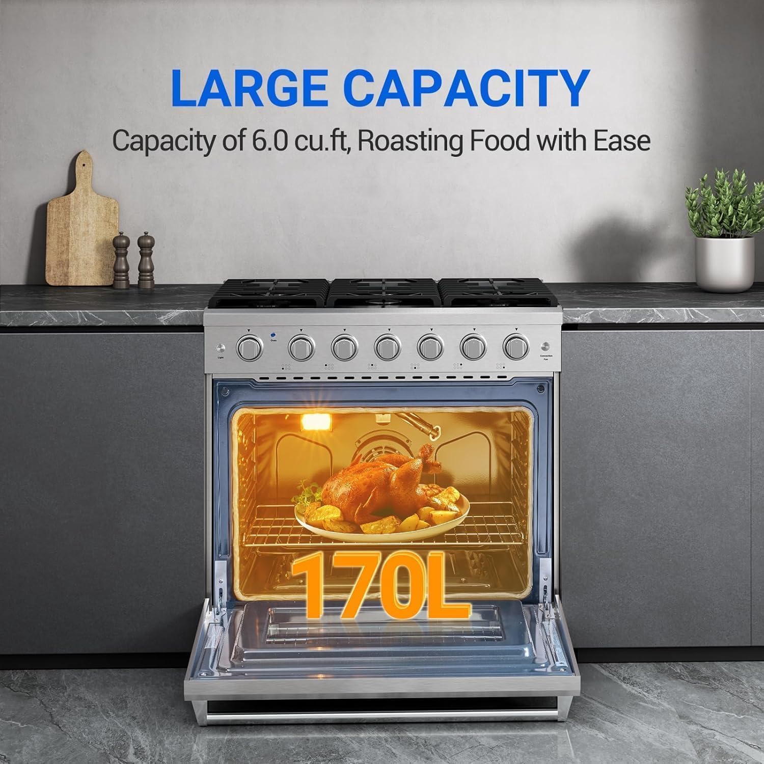 36" Gas Range with Convection Oven