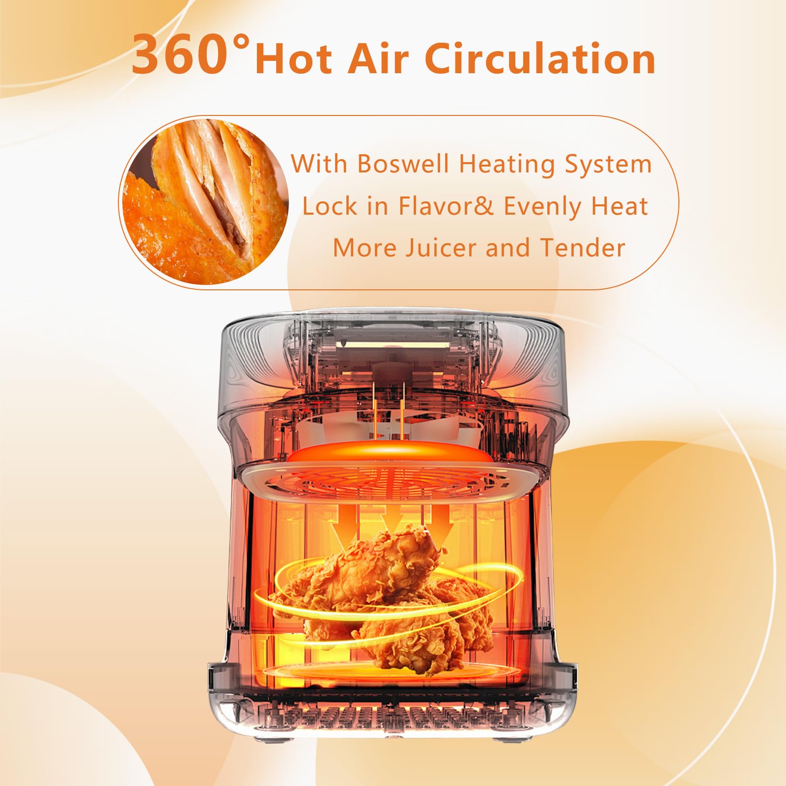Glass Air Fryer with Transparent Bowl