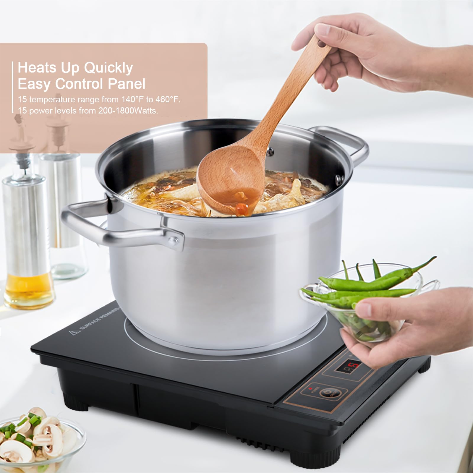 Duxtop 1800W Portable Induction Cooktop Countertop Burner