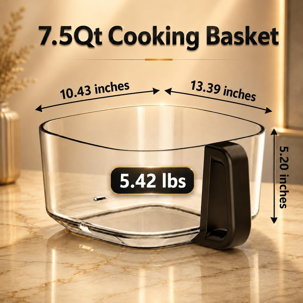 Glass Air Fryer with Transparent Bowl