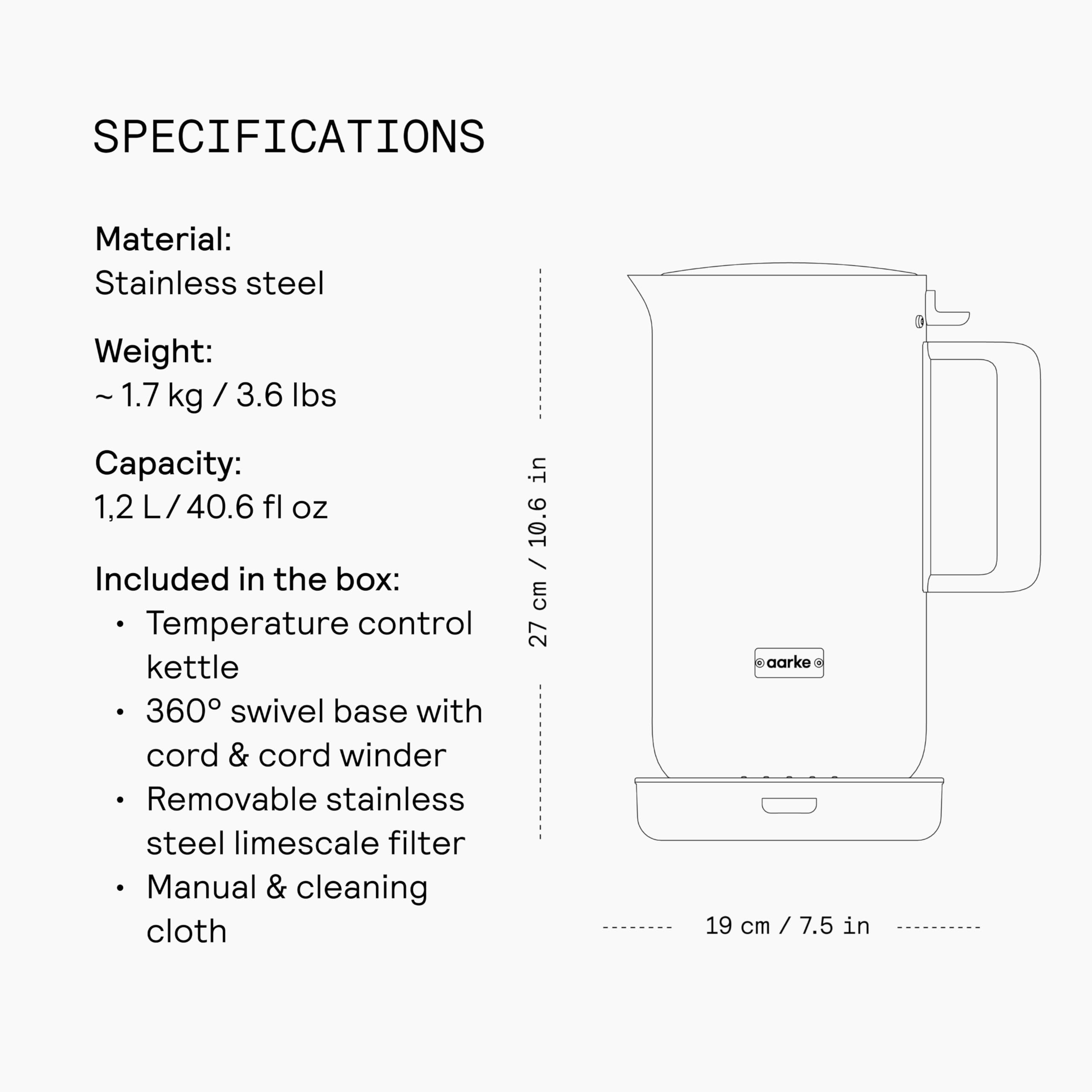 1.2L Stainless Steel Electric Kettle