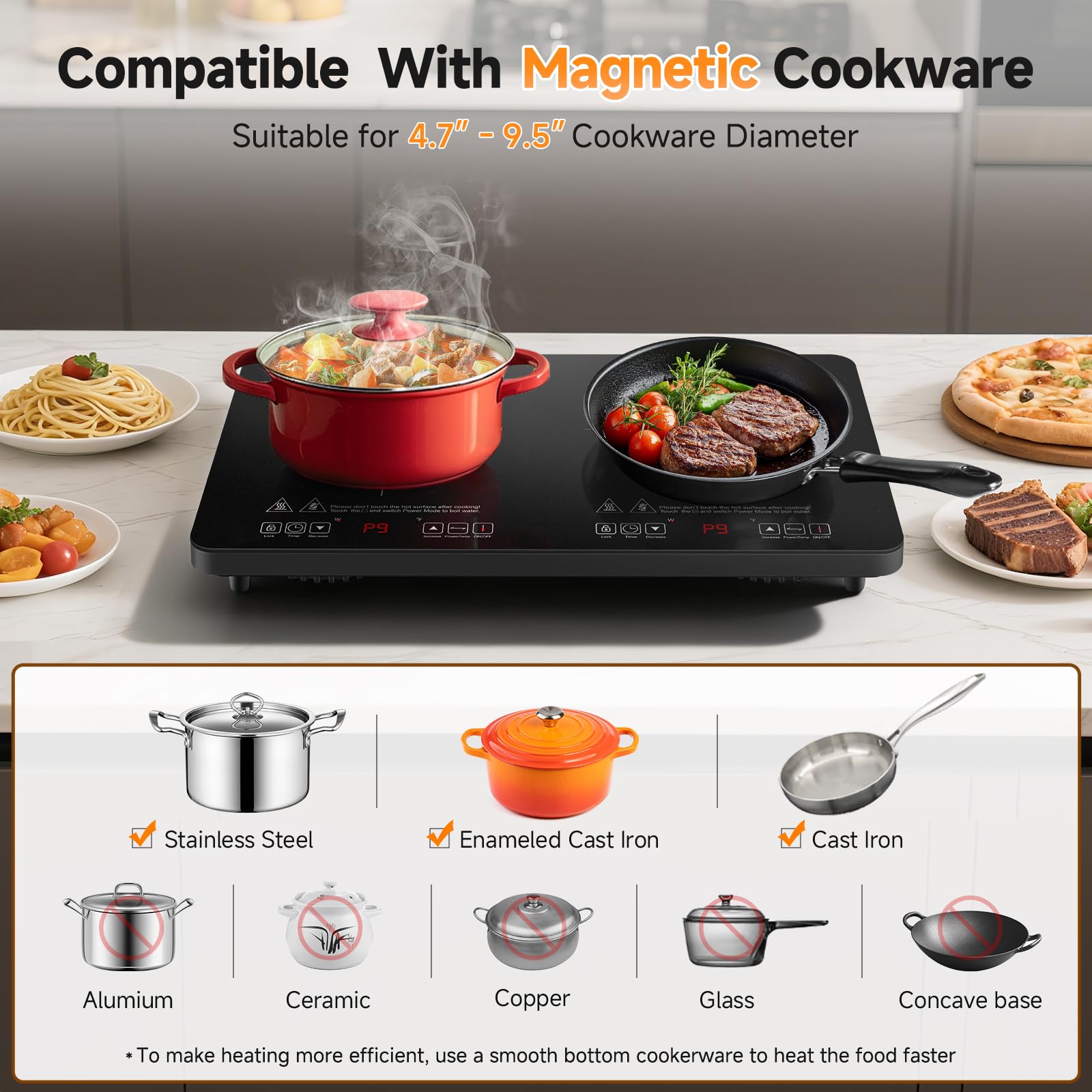 1800W Double Induction Cooktop