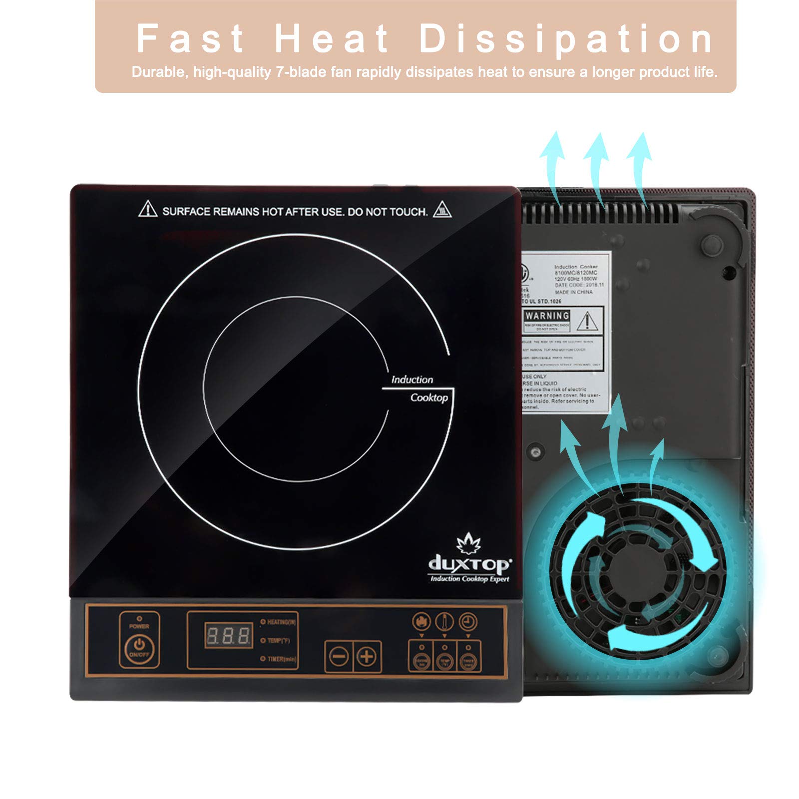 Duxtop 1800W Portable Induction Cooktop Countertop Burner