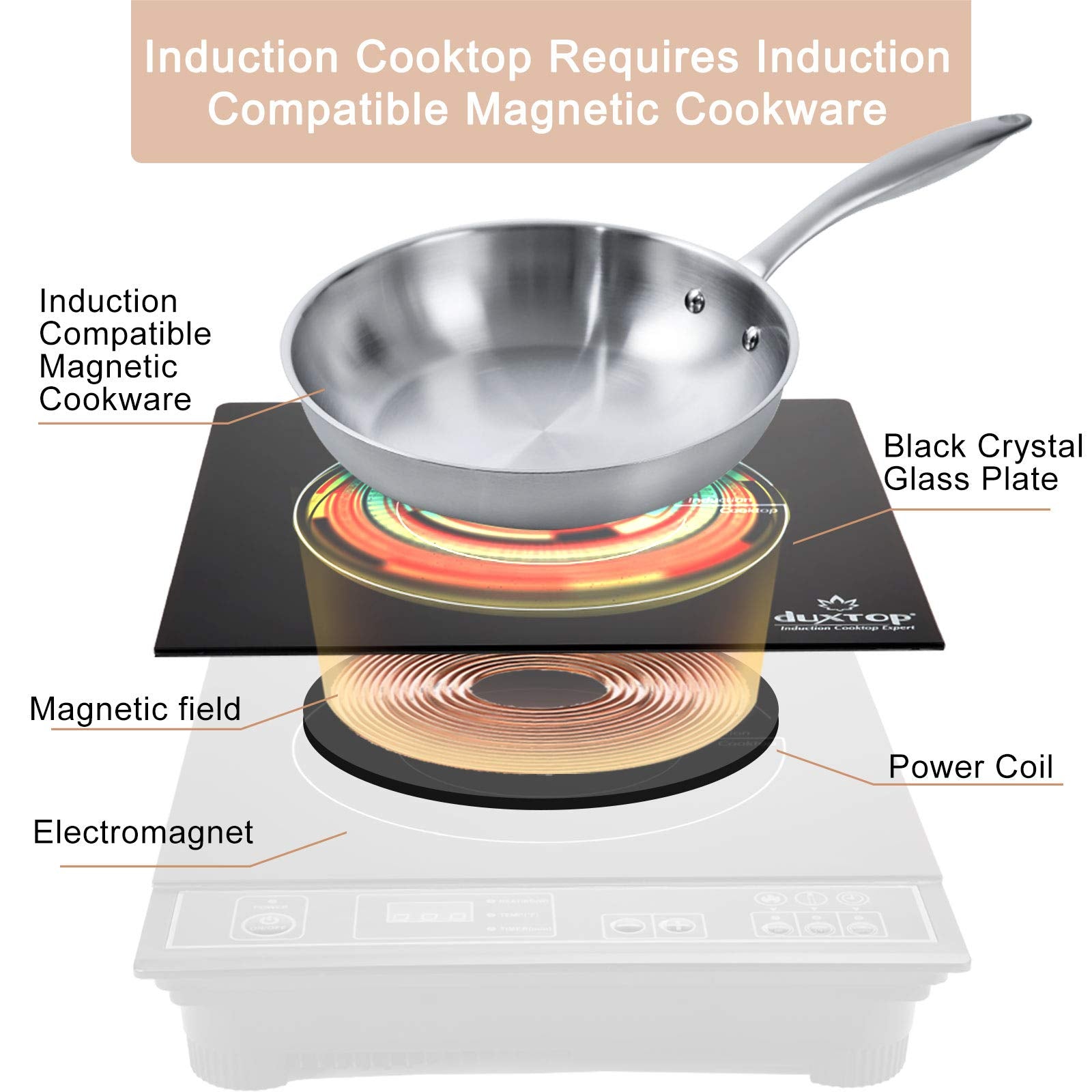 Duxtop 1800W Portable Induction Cooktop Countertop Burner