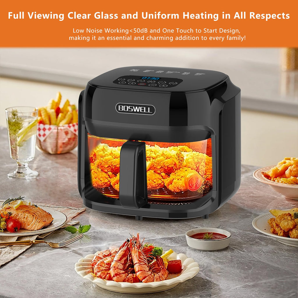 Glass Air Fryer with Transparent Bowl