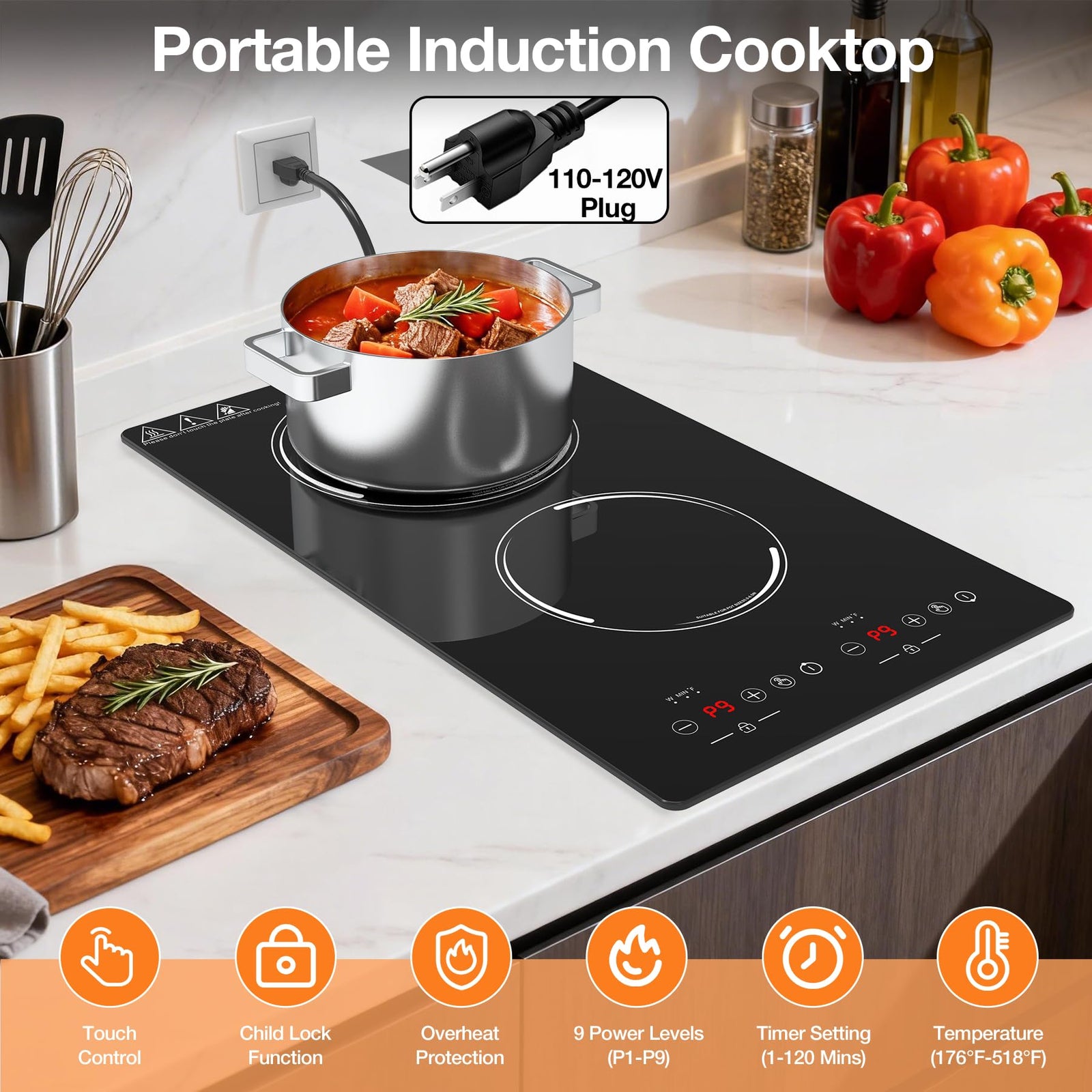 Portable Double Induction Cooktop