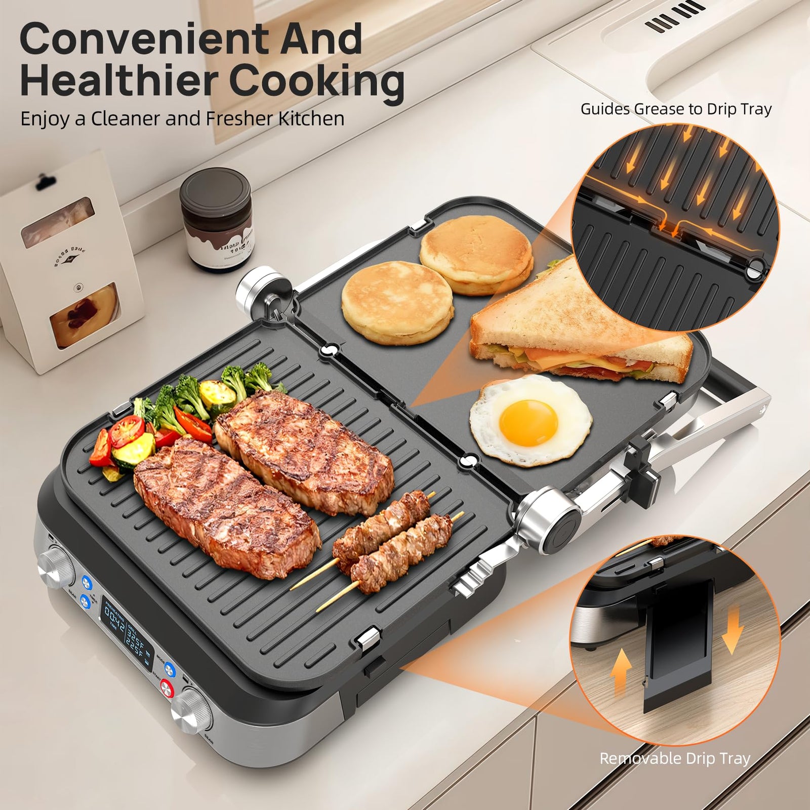 6-in-1 Electric Grill & Griddle 14"