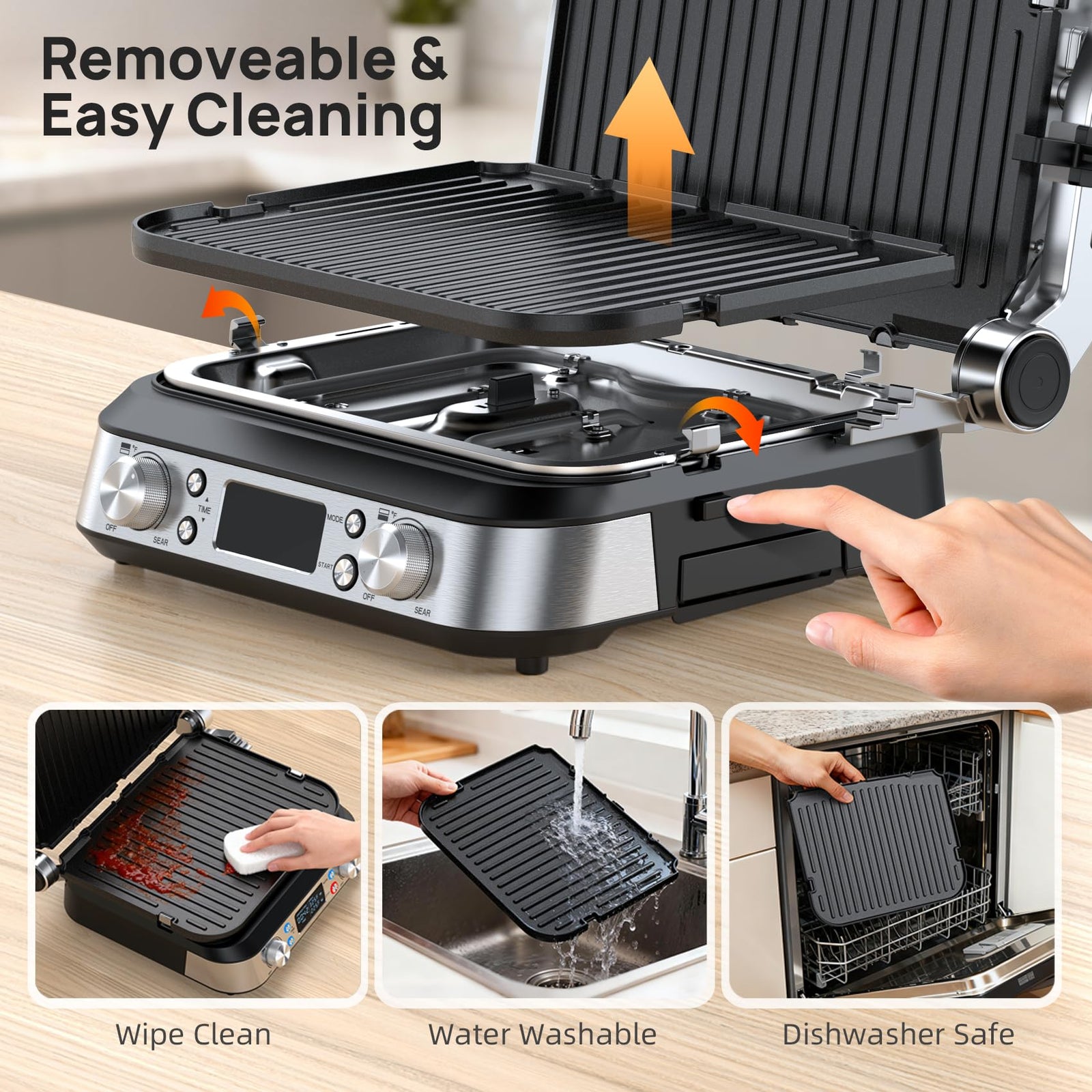6-in-1 Electric Grill & Griddle 14"