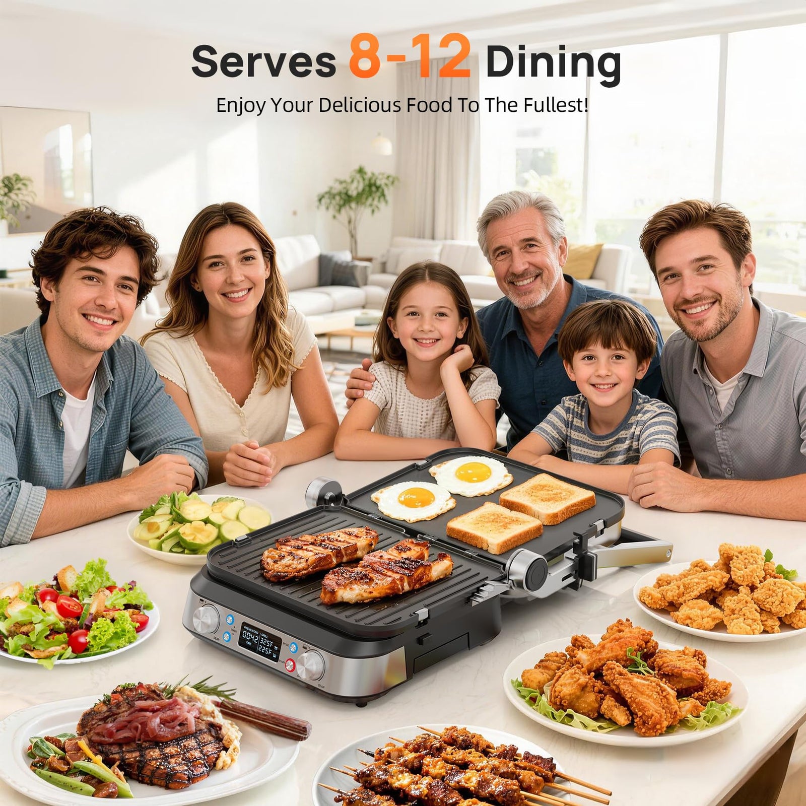6-in-1 Electric Grill & Griddle 14"