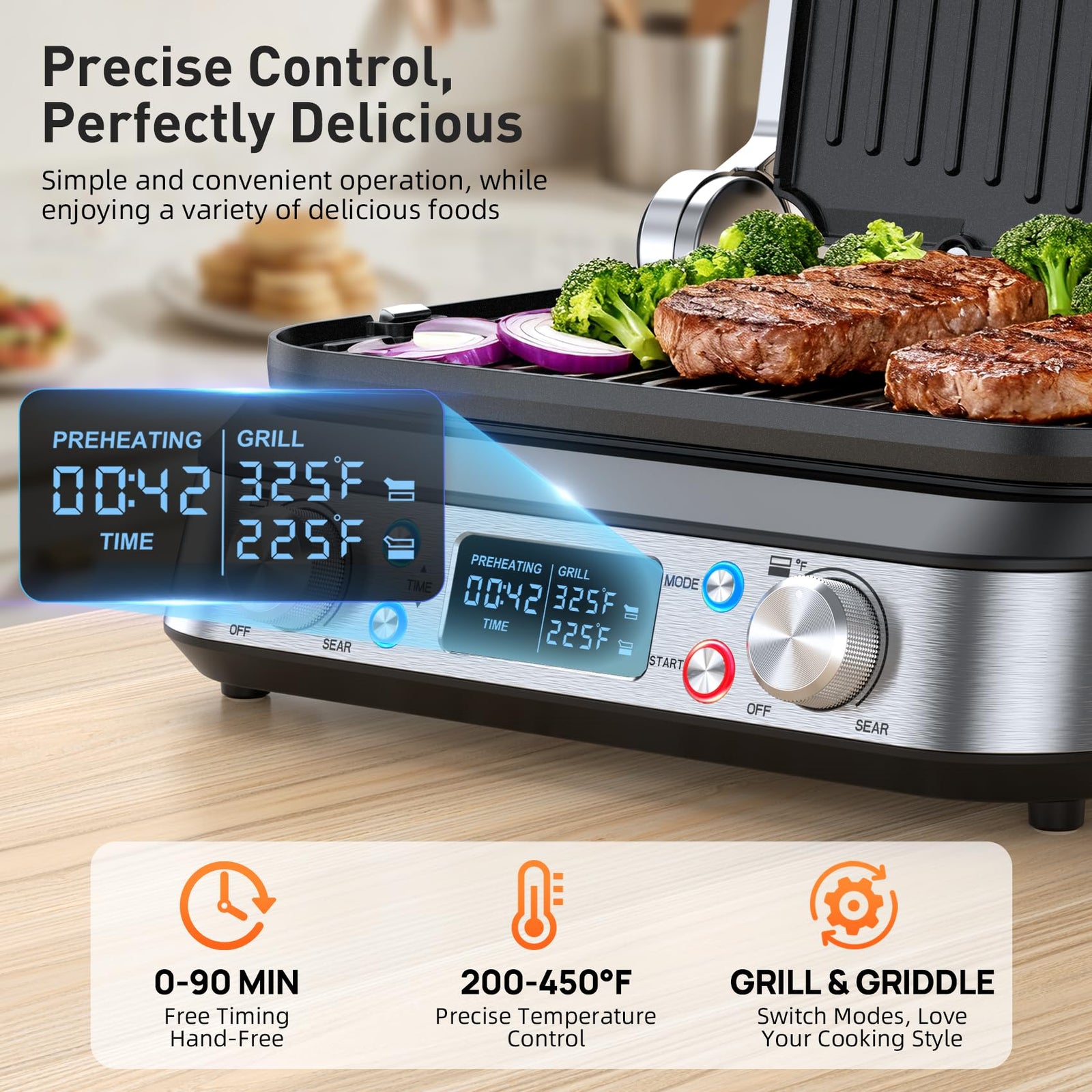 6-in-1 Electric Grill & Griddle 14"