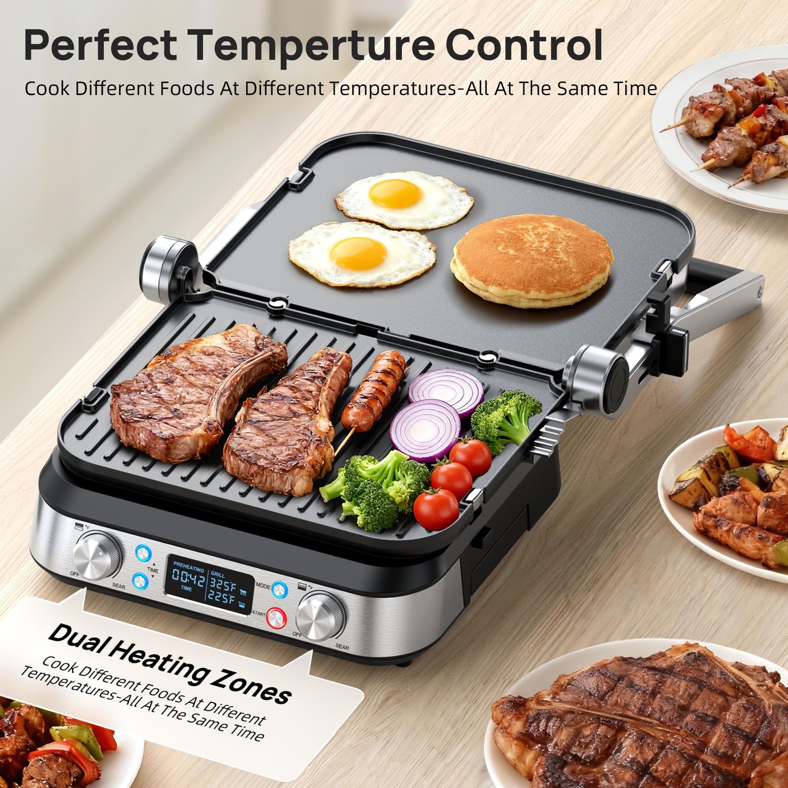 6-in-1 Electric Grill & Griddle 14"