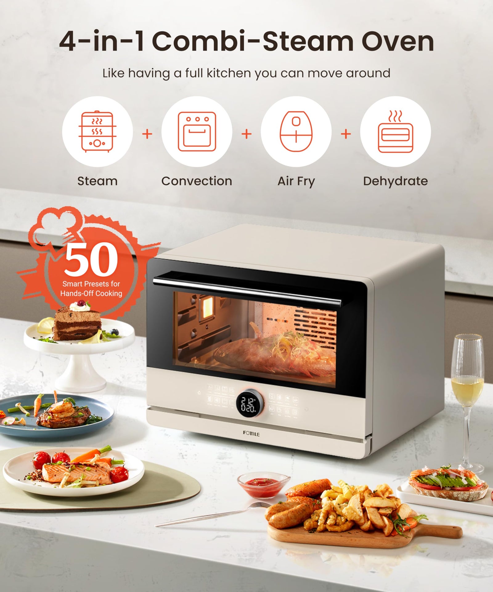4-in-1 Steam Combi Oven with Air Fryer